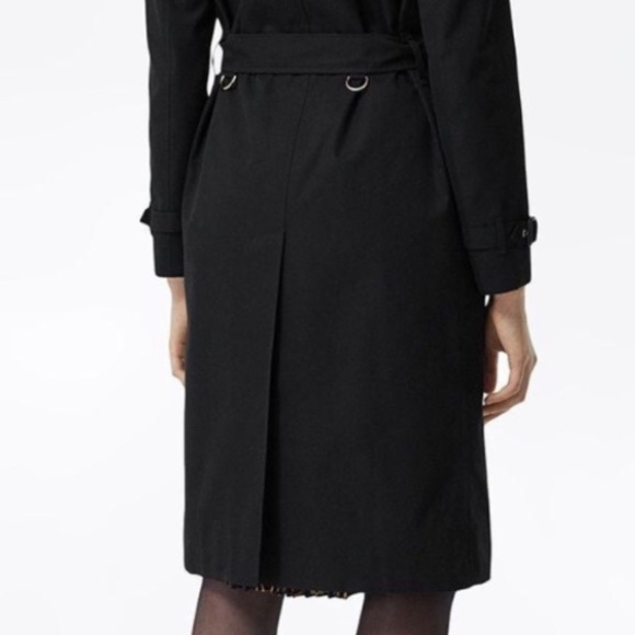 BURBERRY BRIDSTOW BLACK GABARDINE COTTON TRENCH COAT LEOPARD PRINTED LINING US 4 - Picture 8 of 15